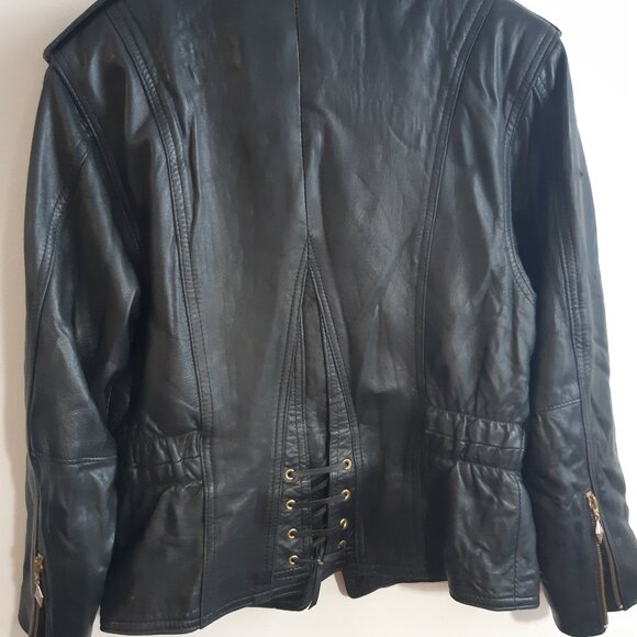 Jacket Leather Cuir Made In Canada Sélection Mono-Pol Small Women Rare Vintage - Picture 14 of 16
